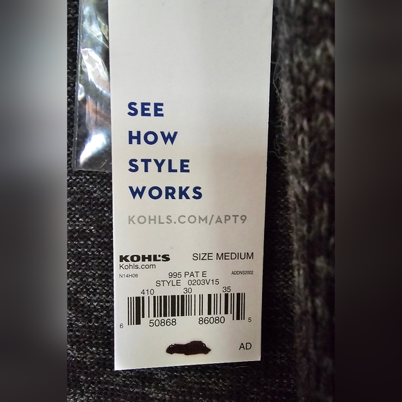 Apt 9 - NWT, Gray, Stylish Long Cardigan with Buttons. - Picture 4 of 8